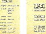 Em Saint Martin (Antilhas Francesas): capa do programa do concerto de música clássica para a Pierre Cardin Convention, no Hotel Meridien (1995), em que Tranka tocou violão