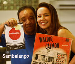 Marcia Calmon e Tranka no lançamento do livro Sambalanço